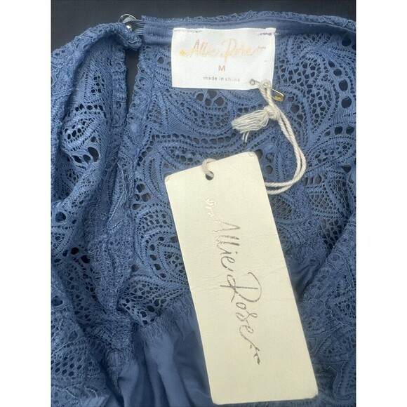 Allie Rose BLUE Lace Babydoll Flowy Rayon Blend Sleeveless Tank Top Sz M NEW - Picture 7 of 9